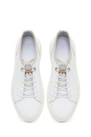 Men's White Lace-up Thick-Sole Leather Sneaker | Derimod