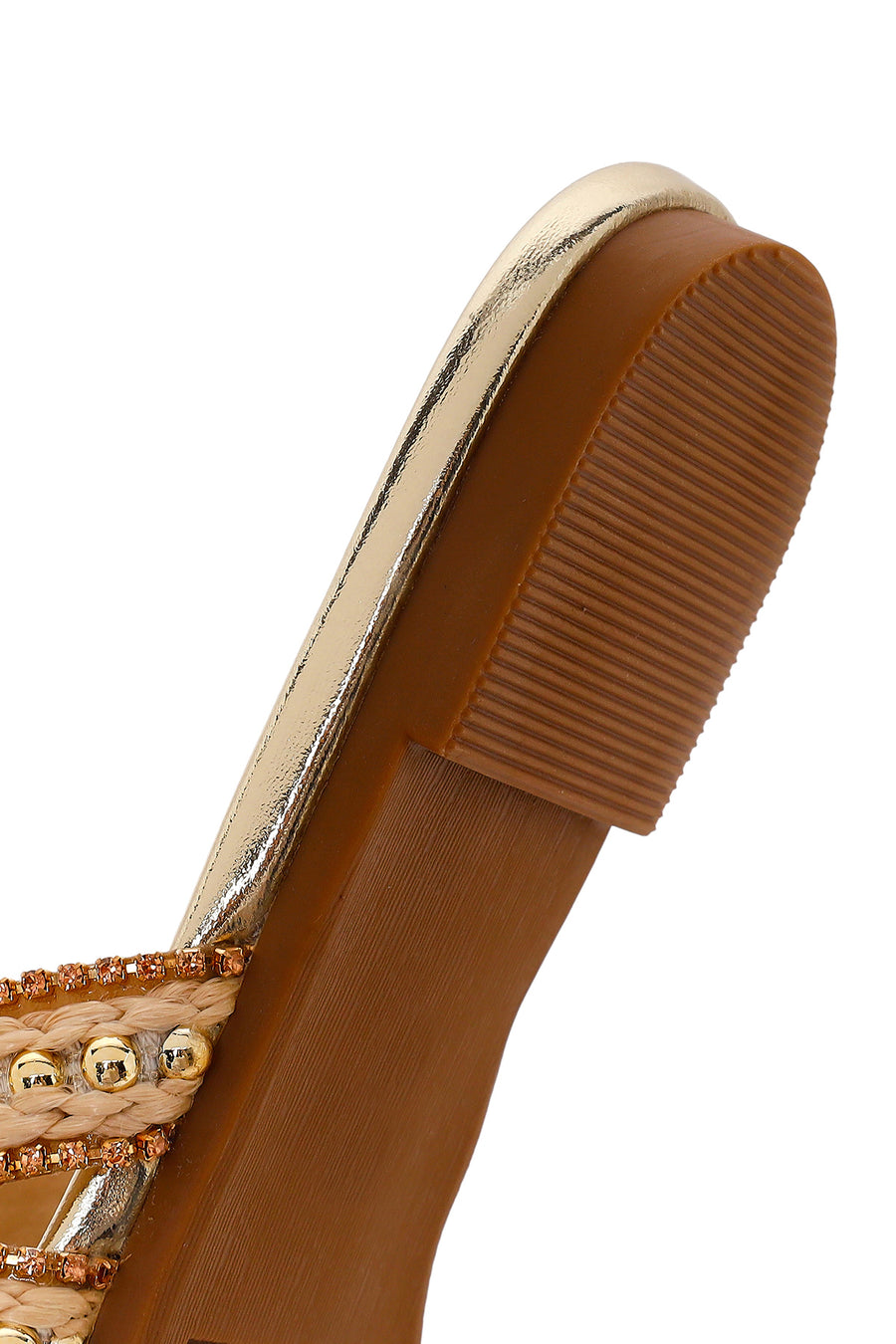 Woman Gold Stone-Embellished Slipper