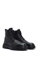 Male Black Zip Closure Thick-Soled Leather Boots | Derimod