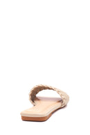 Women's Beige Knitted Flat Slippers | Derimod