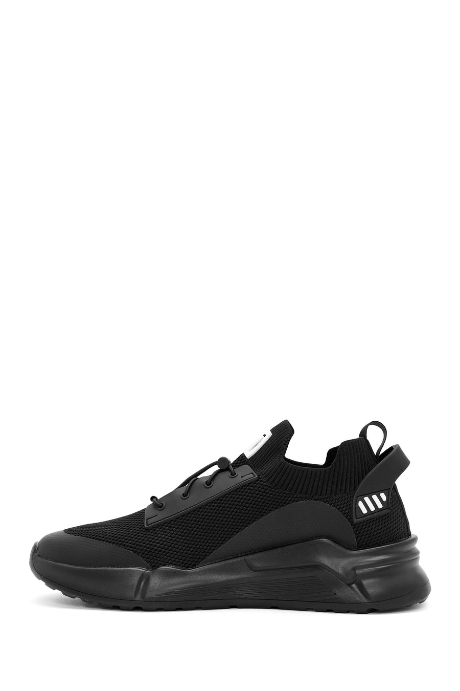Men's Black Lace-Up Fabric Sneakers