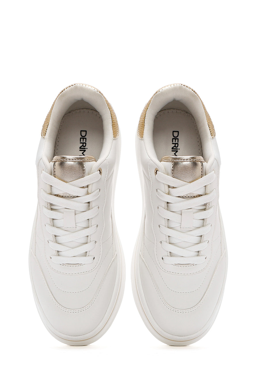Women's White Lace-Up Thick Soled Sneaker