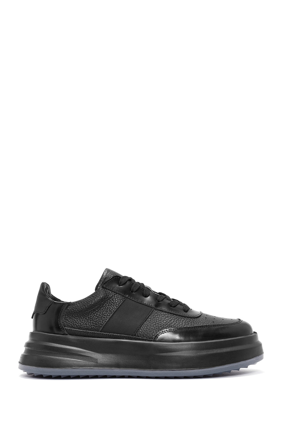 Erkek Siyah Bağcıklı Kalın Tabanlı Deri Sneaker 24WFD611214 | Derimod