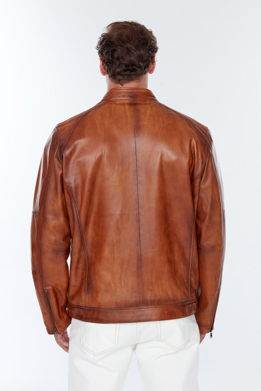 Alanzo(Plus) Men's Camel Leather Jacket
