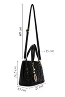 Women's Black Long Strap Quilted Handbag with Accessory Detail | Derimod