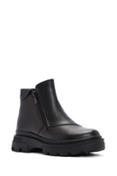 Women's Black Zippered Leather Boots | Derimod