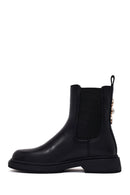 Woman Black Metal Detailed Leather Chelsea Boots | Derimod