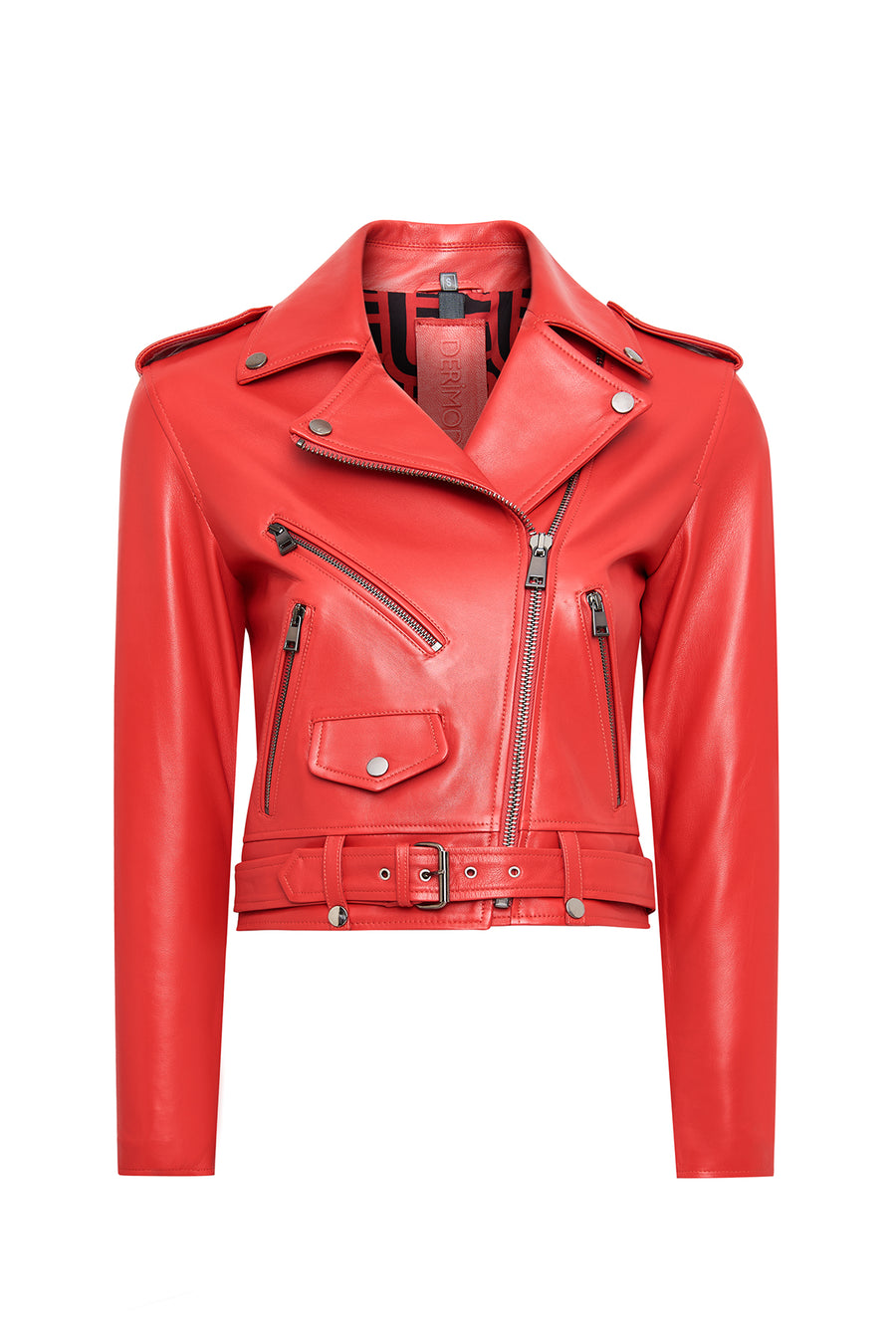 Newage Kadın Kırmızı Slim-Fit Biker Deri Ceket 25SGD5983U5 | Derimod