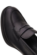 Woman Black Chunky-Heeled Leather Masculine Loafer | Derimod