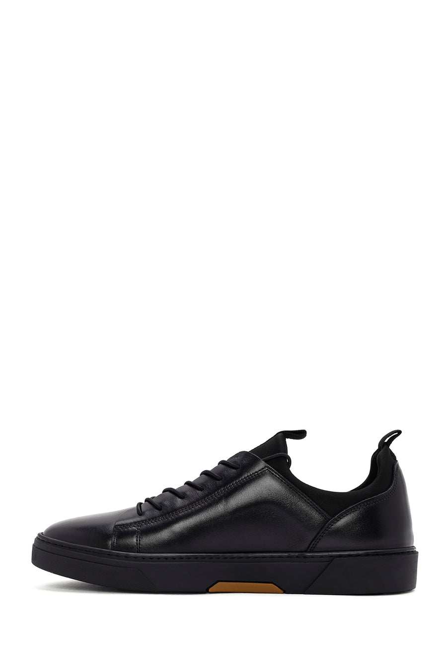 Men's Black Lace-up Leather Sneaker