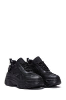 Women's Black Thick Sole Lace-Up Sneakers | Derimod