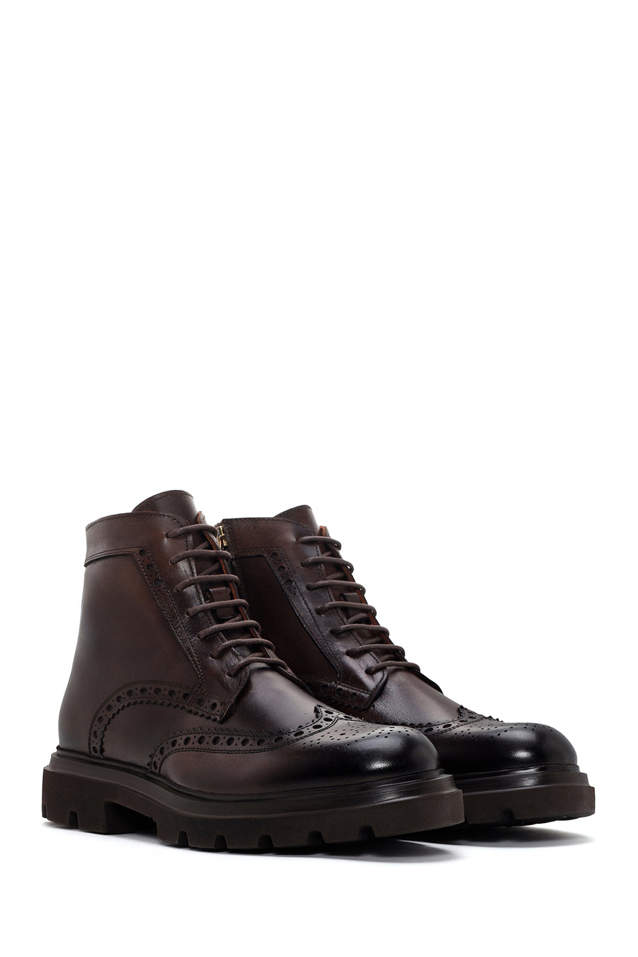 Men's Brown Leather Zippered Boots