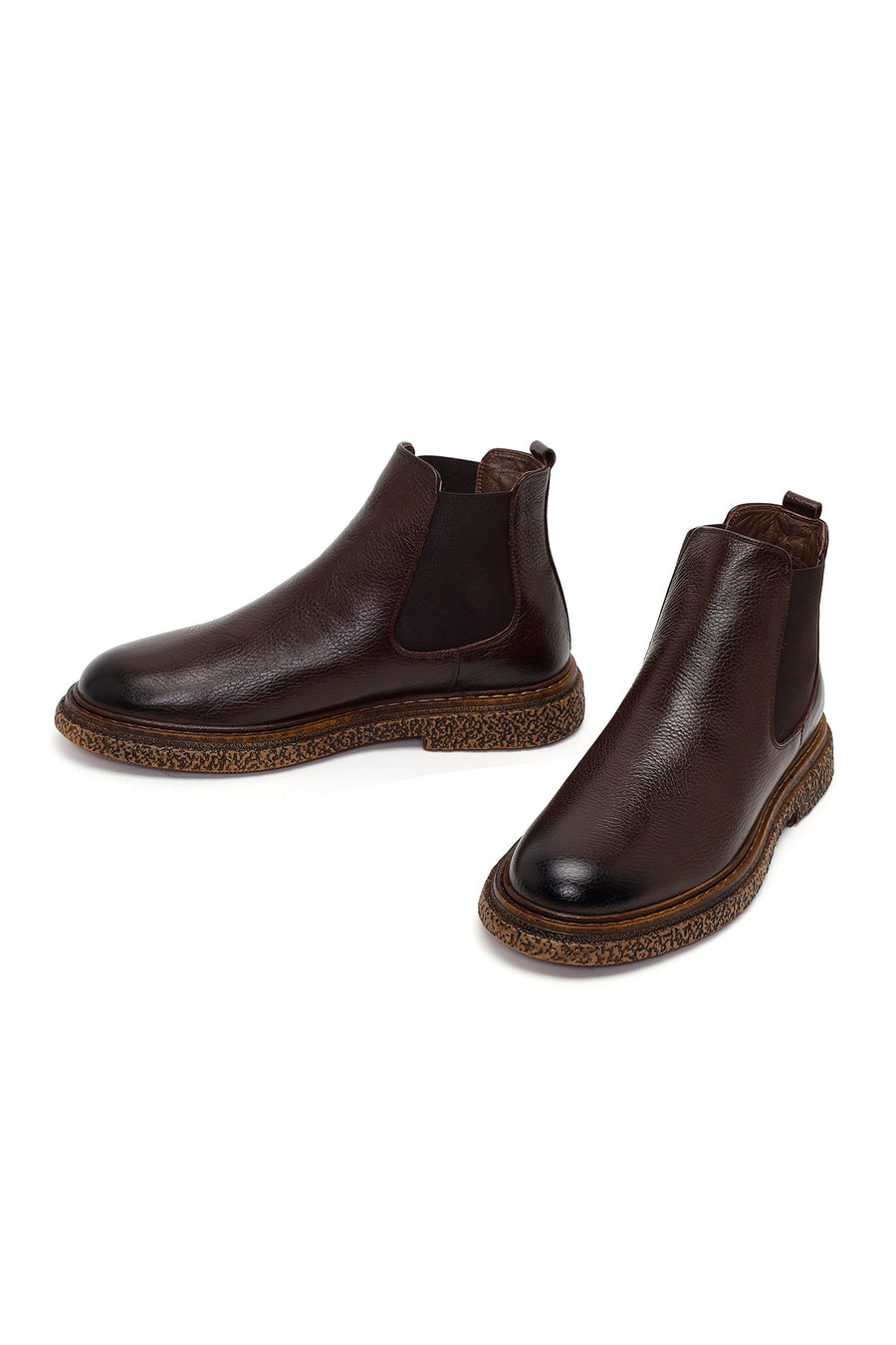 Male Brown Leather Casual Chelsea Boots