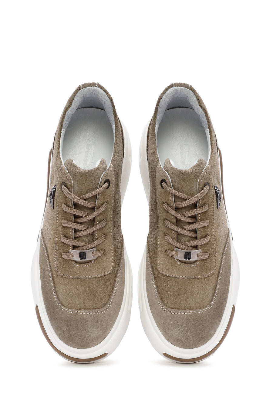 Men's Mink Thick Sole Lace-up Suede Leather Sneaker