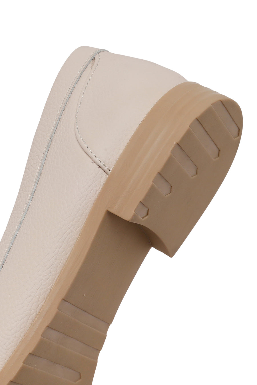 Woman Cream Buckled Masculine Leather Loafer