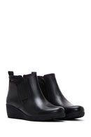 Women's Black Leather Wedge Heel Boots | Derimod