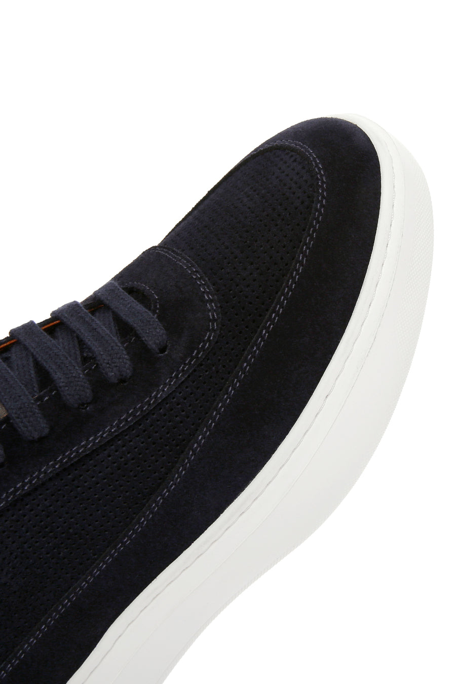 Men's Navy Blue Lace-Up Thick Soled Suede Leather Sneaker