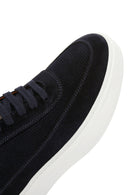 Male Navy Lace-up Suede Leather Sneaker | Derimod
