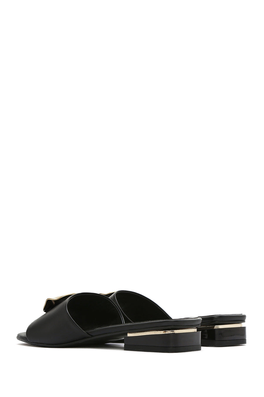 Women's Black Accessory Leather Slippers