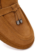 Woman Camel Buckled Thick-Soled Suede Teddy Loafer | Derimod