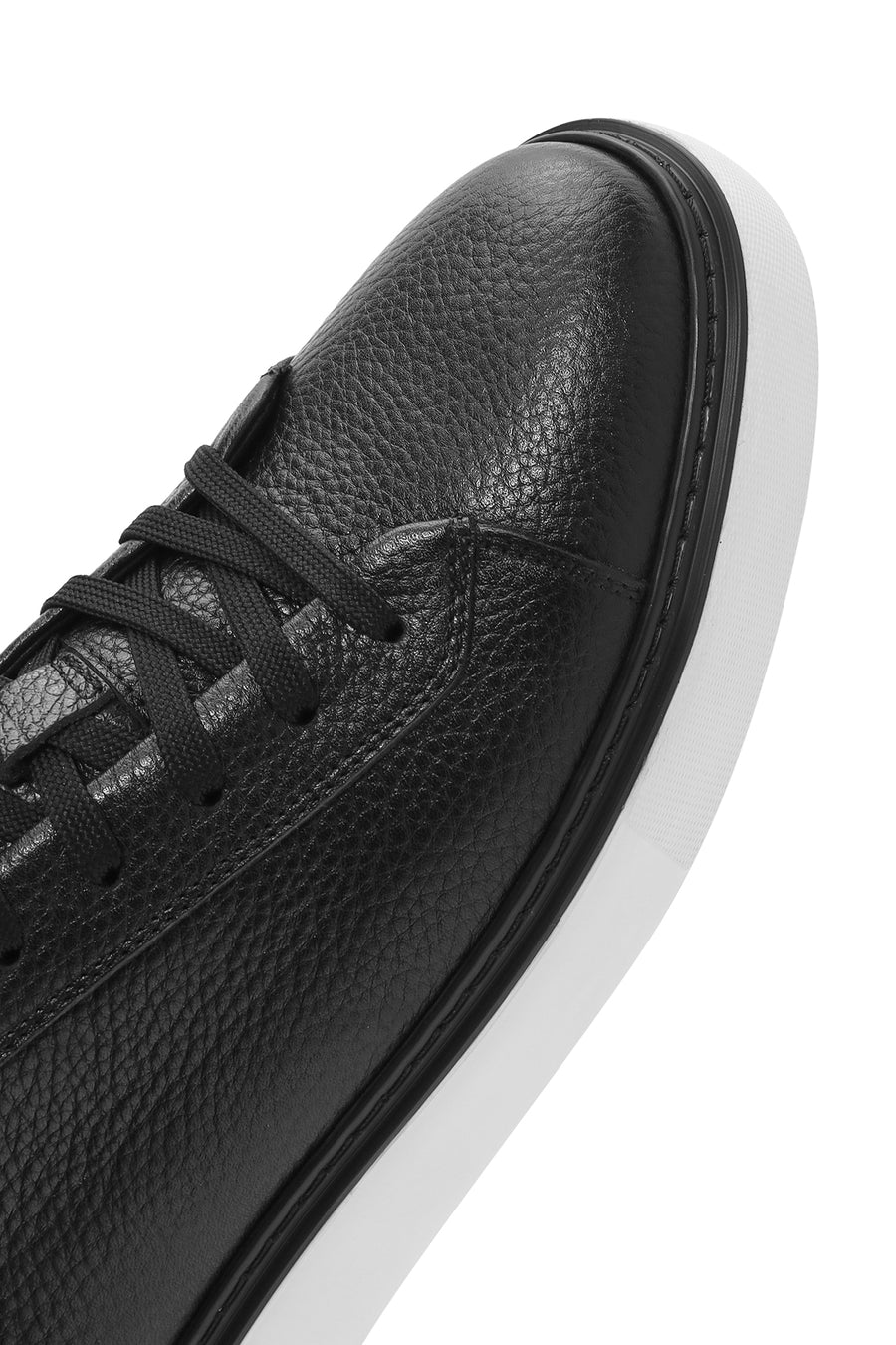 Erkek Siyah Bağcıklı Deri Sneaker