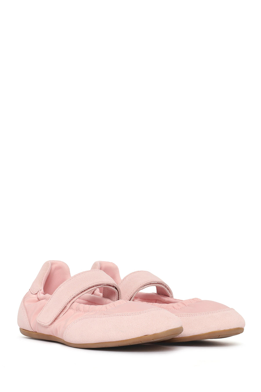 Women's Powder Pink Strapped Leather Sport Ballet Flats