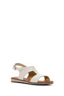 Women's Beige Ankle Strap Leather Bodrum Sandals | Derimod