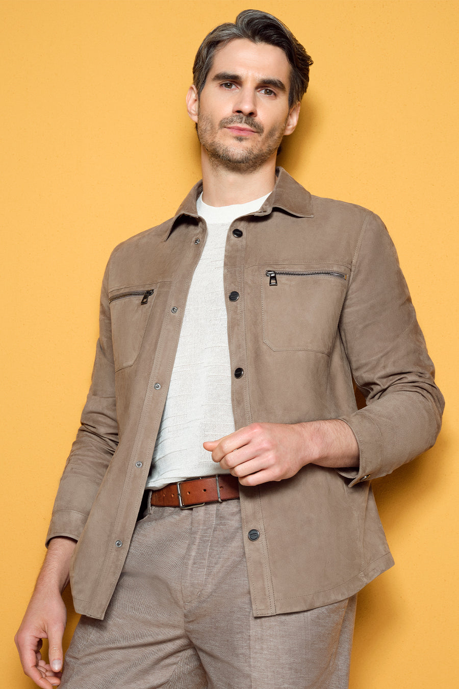 Kroos Men's Mink Suede Leather Jacket 25SGD656710 | Derimod