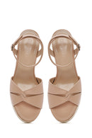 Kadın Bej Bilekten Tokalı Dolgu Topuklu Espadril Sandalet | Derimod