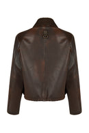 Richmond Woman Brown Short A-Line Leather Jacket | Derimod