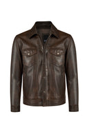 Curry Male Bronze Leather Jacket | Derimod