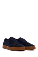 Male Navy Lace-up Suede Leather Sneaker | Derimod