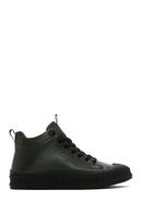 Men's Khaki Leather High Top Sneaker | Derimod