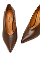 Women's Brown Thin Heeled Leather Stiletto | Derimod