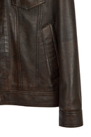 Curry Male Bronze Leather Jacket | Derimod