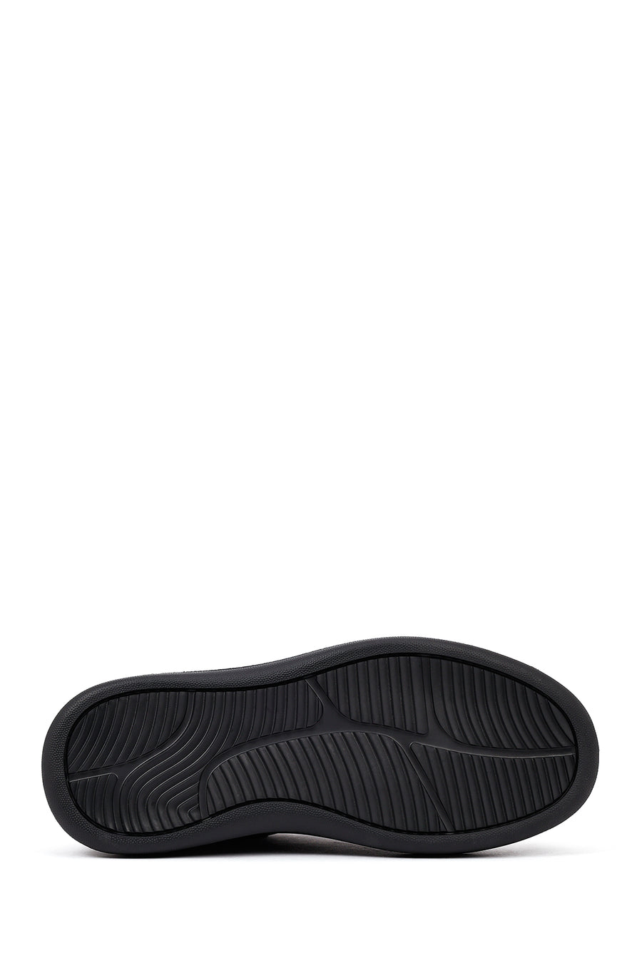 Erkek Siyah Bağcıklı Kalın Tabanlı Deri Sneaker