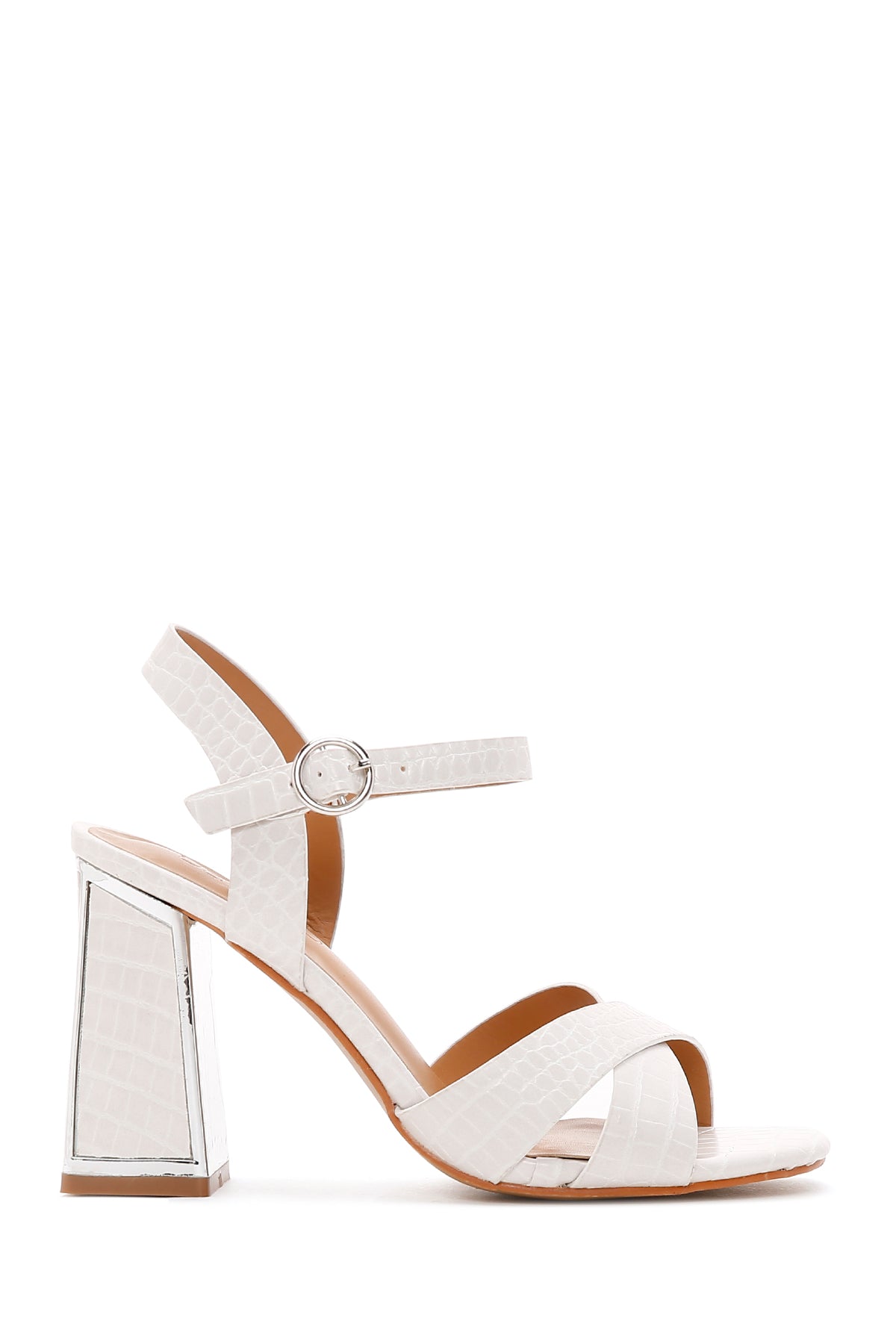 Women's White Thick Heeled Sandals 23SFE4647E3 | Derimod