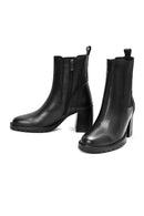 Women's Black Thick Heeled Leather Chelsea Boots | Derimod