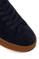 Male Navy Lace-up Suede Leather Sneaker | Derimod