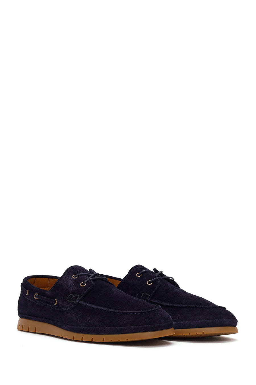 Men's Navy Blue Lace-up Suede Leather Casual Shoes