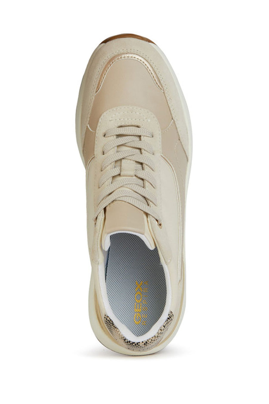 Geox Kadın Bej Spherica Ec11 Kalın Tabanlı Bağcıklı Deri Sneaker