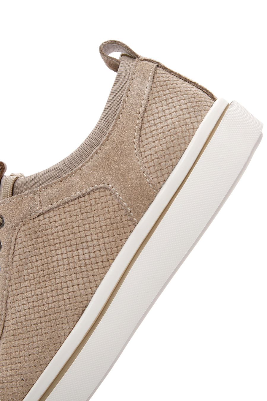 Men's Beige Lace-Up Suede Leather Sneaker