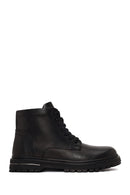 Male Black Lace-up Zip Closure Leather Boots | Derimod