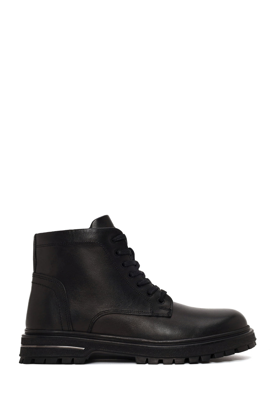 Male Black Lace-up Zip Closure Leather Boots WM600019DV | Derimod