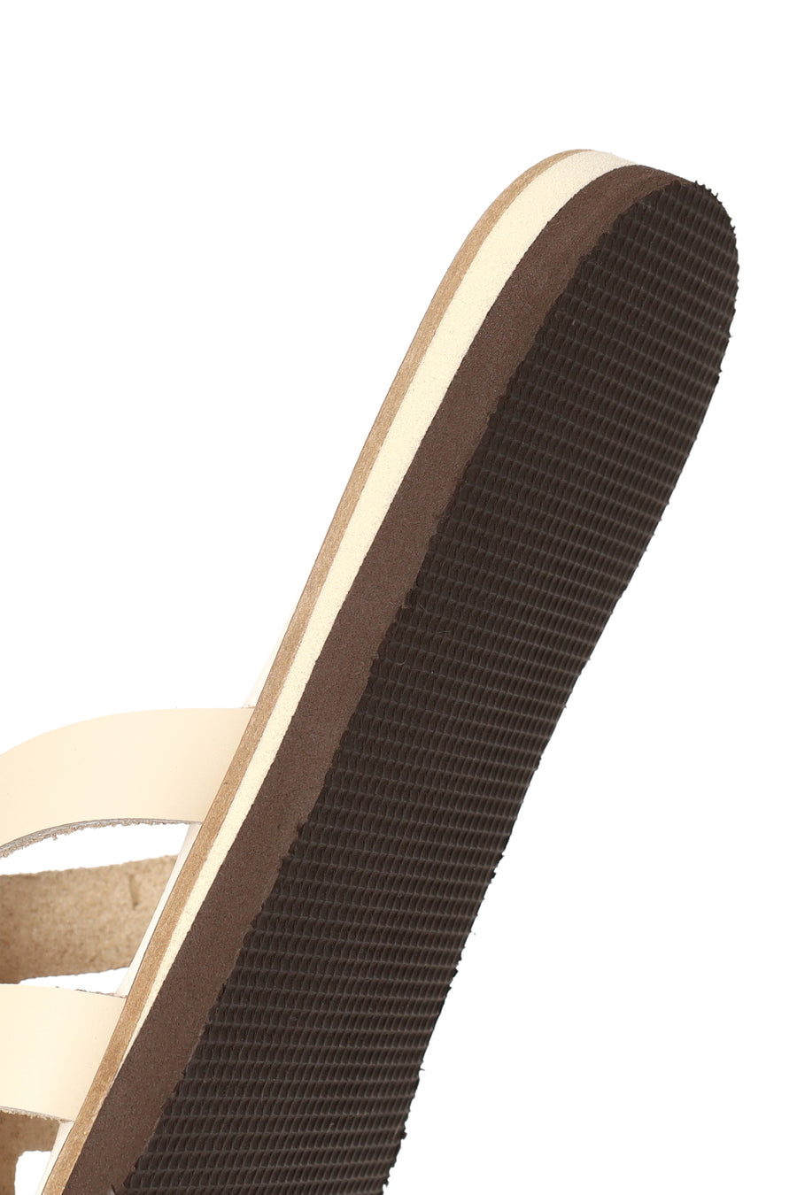 Women's Beige Leather Slippers