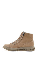 Men's Beige Nubuck Leather Zippered Casual Boots | Derimod