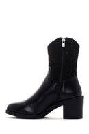 Women's Black Heeled Cowboy Boots | Derimod