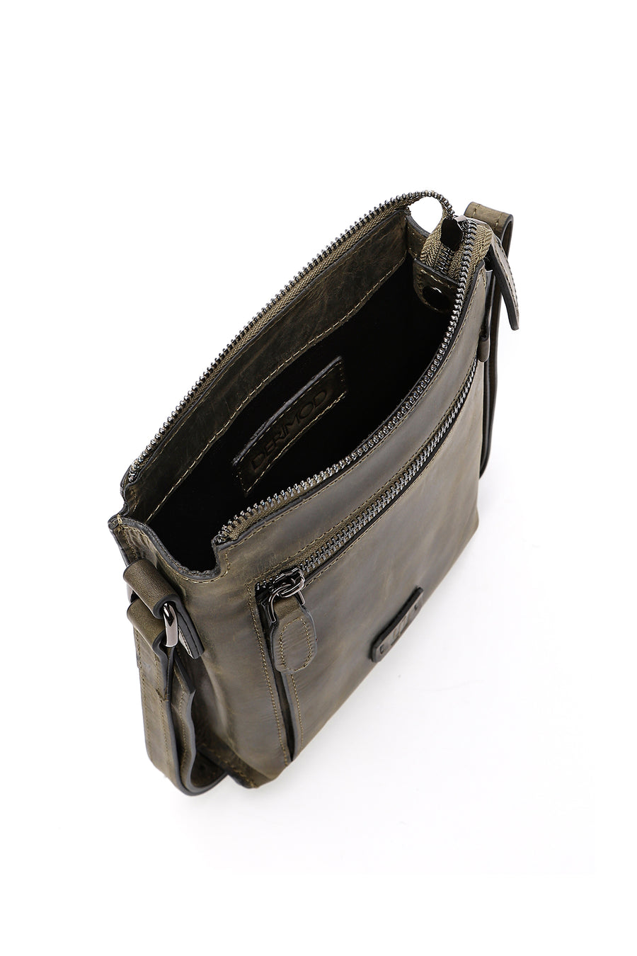 Men's Khaki Leather Messenger Bag