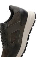 Men's Khaki Leather Suede Detailed Thick Soled Sneaker | Derimod