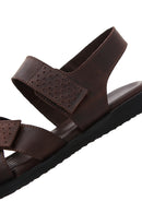 Men's Brown Nubuck Leather Sandals | Derimod